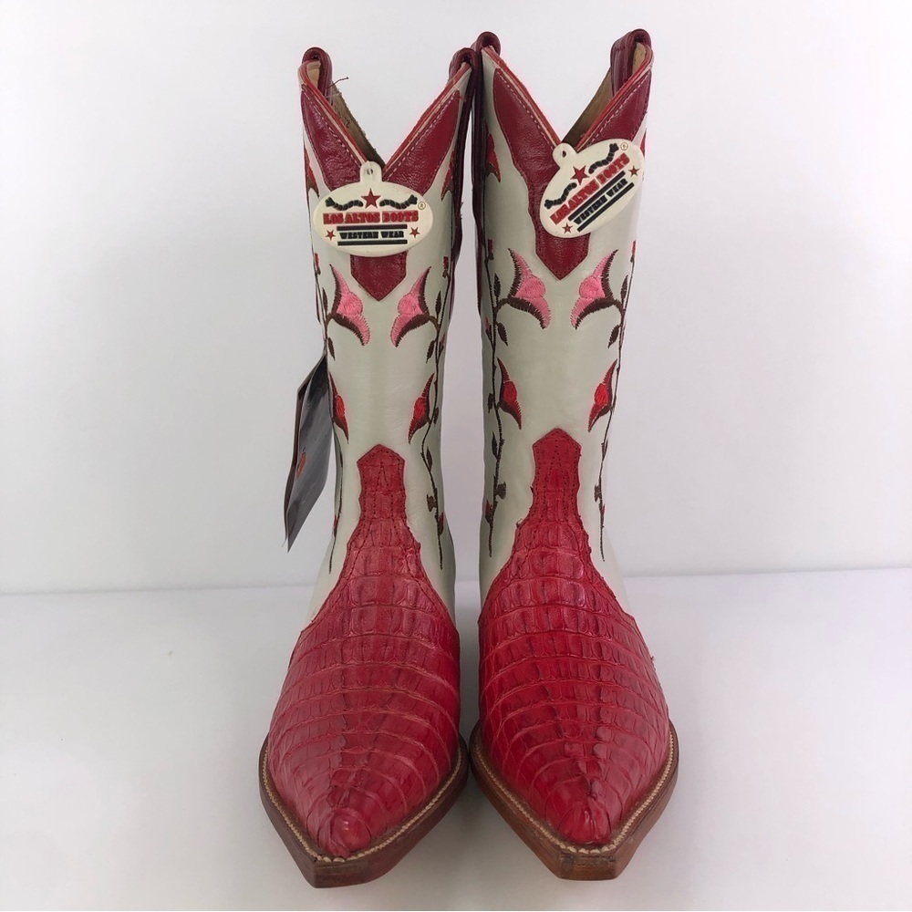 Los Altos Boots Women’s Caiman Tail Leather Cowboy Boots Size 6.5 Vintage - Picture 7 of 11